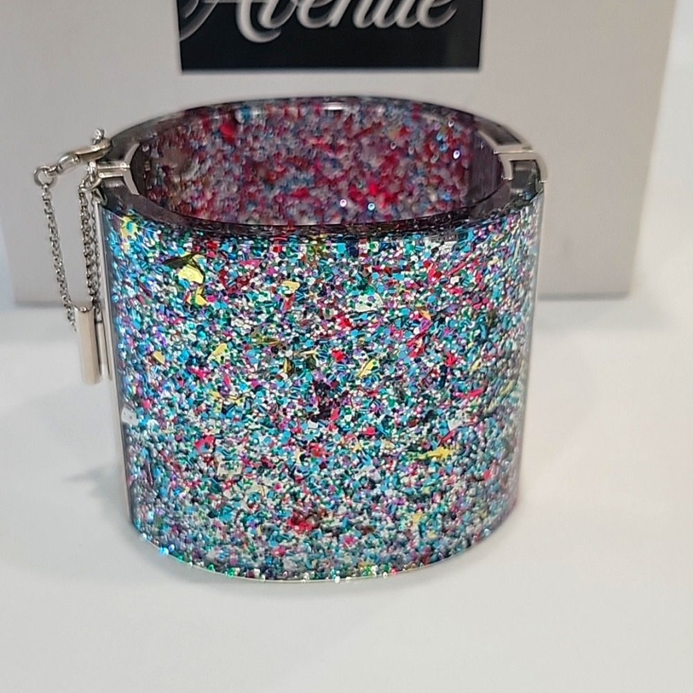 CELINE Confetti Glitter Resin Bangle Bracelet - Picture 7 of 13
